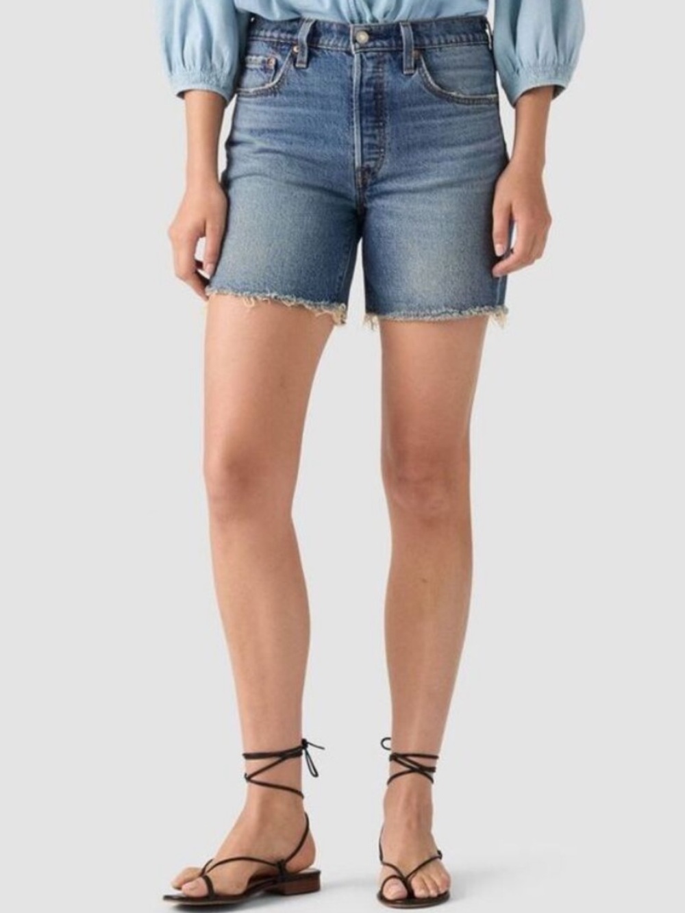 Levi's Medium Blue High-Rise Denim Cutoff Shorts